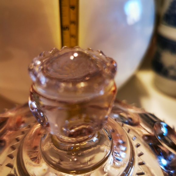 Vintage Coin Dot Cut Glass Lilac Colour Lidded Dish - Picture 15 of 16